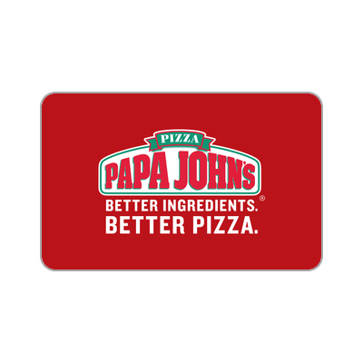 PAPA JOHNS<sup>&reg;</sup> $10 Gift Card - Get Better Ingredients, Better Pizza when you use a Papa John's Gift Card. When you order from Papa John's, you get our fresh, never frozen, original dough, all natural-sauce, 100% real meats and fresh-sliced veggies.