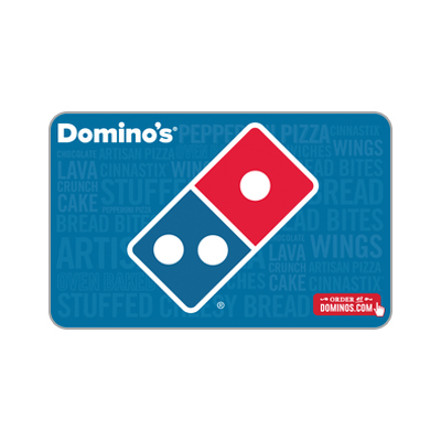 DOMINO'S<sup>&reg;</sup> $10 Gift Card - Domino’s is more than pizza! Try one of three varieties of stuffed cheesy bread, a delicious variety of Domino’s Artisan specialty pizzas, Oven Baked Sandwiches, Parmesan Bread Bites, or Chocolate Lava Crunch Cakes.